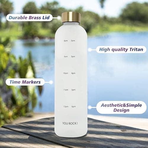 ZAKVOP 32oz Water Bottles with Times to Drink, Motivational Water Bottle with Time Marker, BPA Free Reusable Water Bottle with Hydrating Reminder for Gym Fitness Workout Travel thumbnail 3