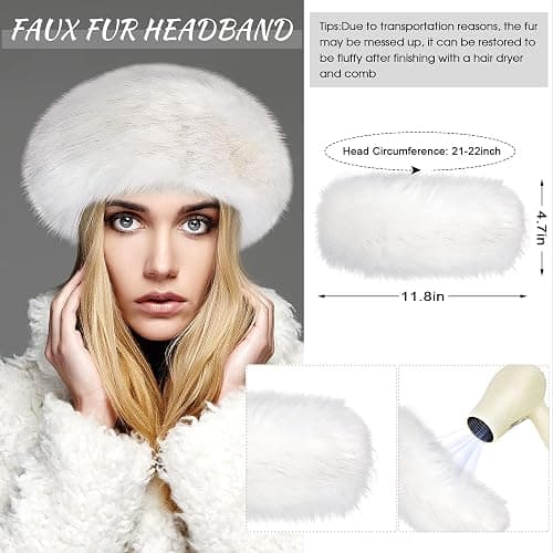 SATINIOR 3 Pieces Faux Fur Headband Set Ear Warmer Headwrap Furry Wrist Cuff Leg Warmers Boot Cuff Accessories for Girls thumbnail 4
