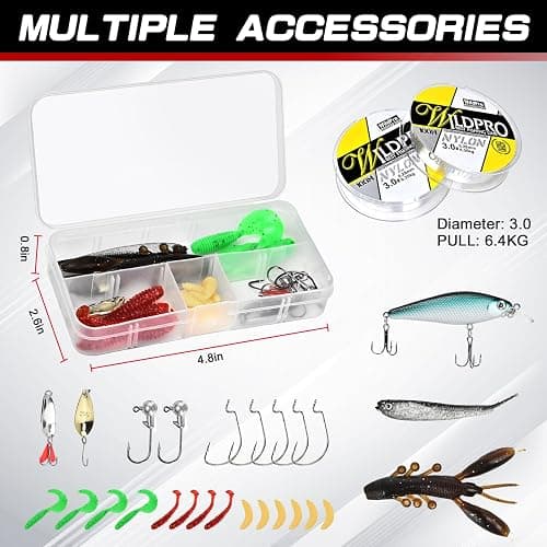 Kalynsung 6.89ft Fishing Rod and Reel Combo, 2PCS Telescopic Carbon Fiber Fishing Rod, Spinning Reels *2, Fishing Line *2, Fishing Hooks Bait Set, Portable Fishing Pole Set with Carrier Bag thumbnail 6