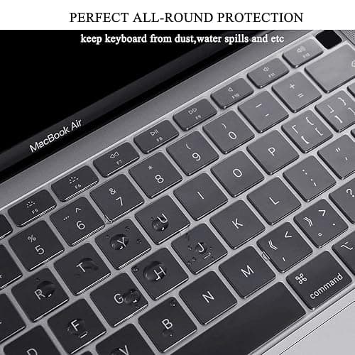 EooCoo Glitter Hard Case Compatible with MacBook Air 13 inch M1 Chip 2021-2018 with Retina Display, Air 13.3 inch Plastic Protective Case + Keyboard Cover + Screen Protector, Sparkly Black thumbnail 6