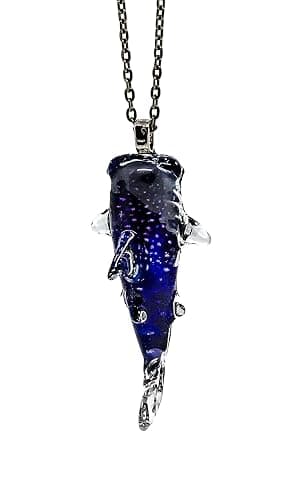 Handmade Whale Shark Art Glass Blown Ocean Animal Figurine Glass Pendant Necklace Jewelry - Model Y2017 thumbnail 8