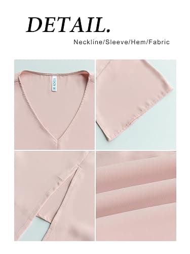 VIISHOW Womens Tie Front Chiffon Blouses V Neck Batwing Short Sleeve Summer Floral Tops Shirts thumbnail 5