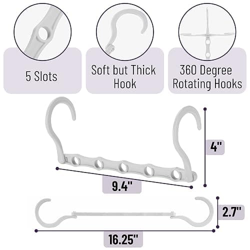Mr. Pen- Space Saving Hangers for Clothes, 16 pcs, White, Plastic Multi Clothes Hangers Space Saving, 5 Slots, 360° Rotating Hooks thumbnail 2