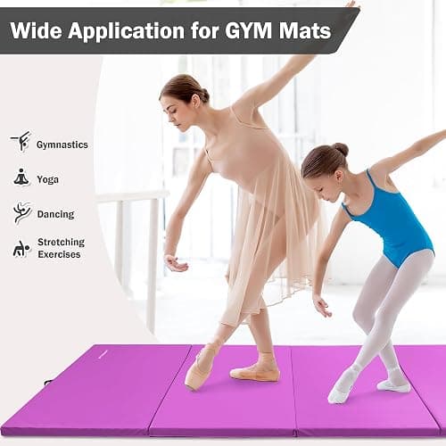 Fitvids Folding Exercise Gymnastics Mat, 4'x8'x2" Gym Workout Mat with Carrying Handles 4-Fold High-Density Anti-Tear Portable Fitness Aerobics Mat for Home Gym Yoga Pilates Tumbling MMA Core Training thumbnail 7