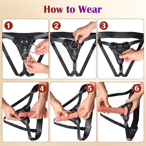 Strap On Dildo Harness Adult Sex Toys for Women Men Pegging Dildo, Adjustable Waist and Thigh Soft Nylon Vegan Leather Belt with 2 Size Metal O-Rings for Lesbian Gay Couple Vaginal Anal Play (Black) thumbnail 6