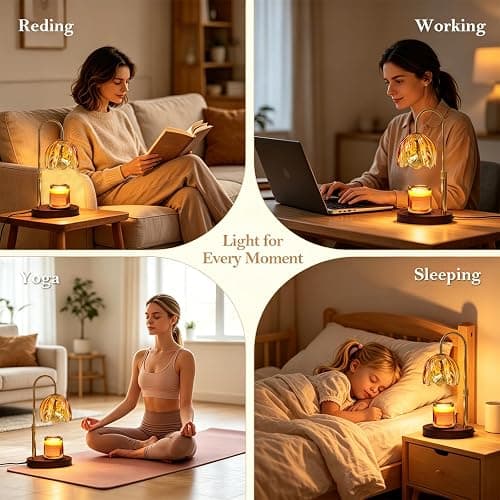 Flower Candle Warmer Lamp with Timer, Dimmable Adjustable Height Wax Melts Warmer for Jar Candles, Birthday Gifts for Womer Mom, House Warming Gifts New Home, Bedroom Living Room Decor (Amber) thumbnail 8