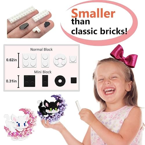 2 in 1 Mini Building Block Set Animals with Flower and Moon, Micro Brick Toy Cats, Creative Art Craft and Home Decor, Birthday Gifts Idea for Kids Adults Boys Girls 8+ thumbnail 4