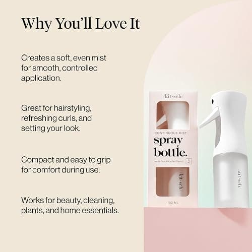 Kitsch Continuous Spray Bottle for Hair – White, 150ml | Fine Mister Spray Bottle & Water Spray Bottle – Recycled Hair Spray Bottle – Spray Bottles for Cleaning, Styling, & More thumbnail 5