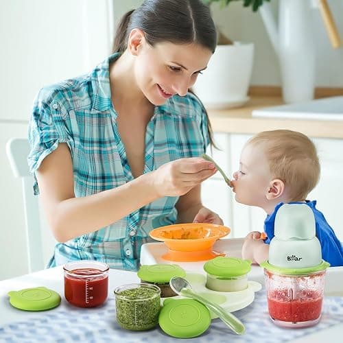 Bear Baby Food Maker, Baby Food Processor Set with Baby Food Containers, Silicone Spoons, Baby Food Puree Blender for Fruit, Vegetable, Meat, Make Fresh and Nutritious Meals for Your Little One thumbnail 2