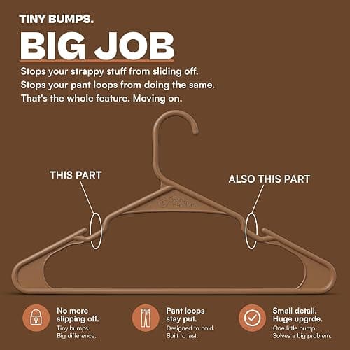 The Boring Hangers Bronze Plastic Hangers 22 Pack - 10 lb Heavy Duty Bronze Plastic Clothes Hangers Set - 0.20" Slim & Space Saving Closet Organizer Coat Hangers, Japandi Home Essentials thumbnail 8