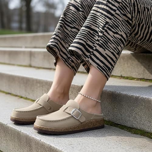 CUSHIONAIRE Women's Hobby Genuine Leather Cork Footbed Clog with +Comfort thumbnail 7