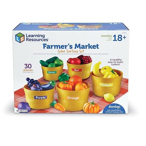 Learning Resources Farmer's Market Color Sorting Set - Pretend Play Food Sets for Kids Kitchen, Color Sorting Toys, Plastic Fruit and Vegetable Toy for Kids Kitchen Set, Play Food for Toddlers 1-3 thumbnail 9