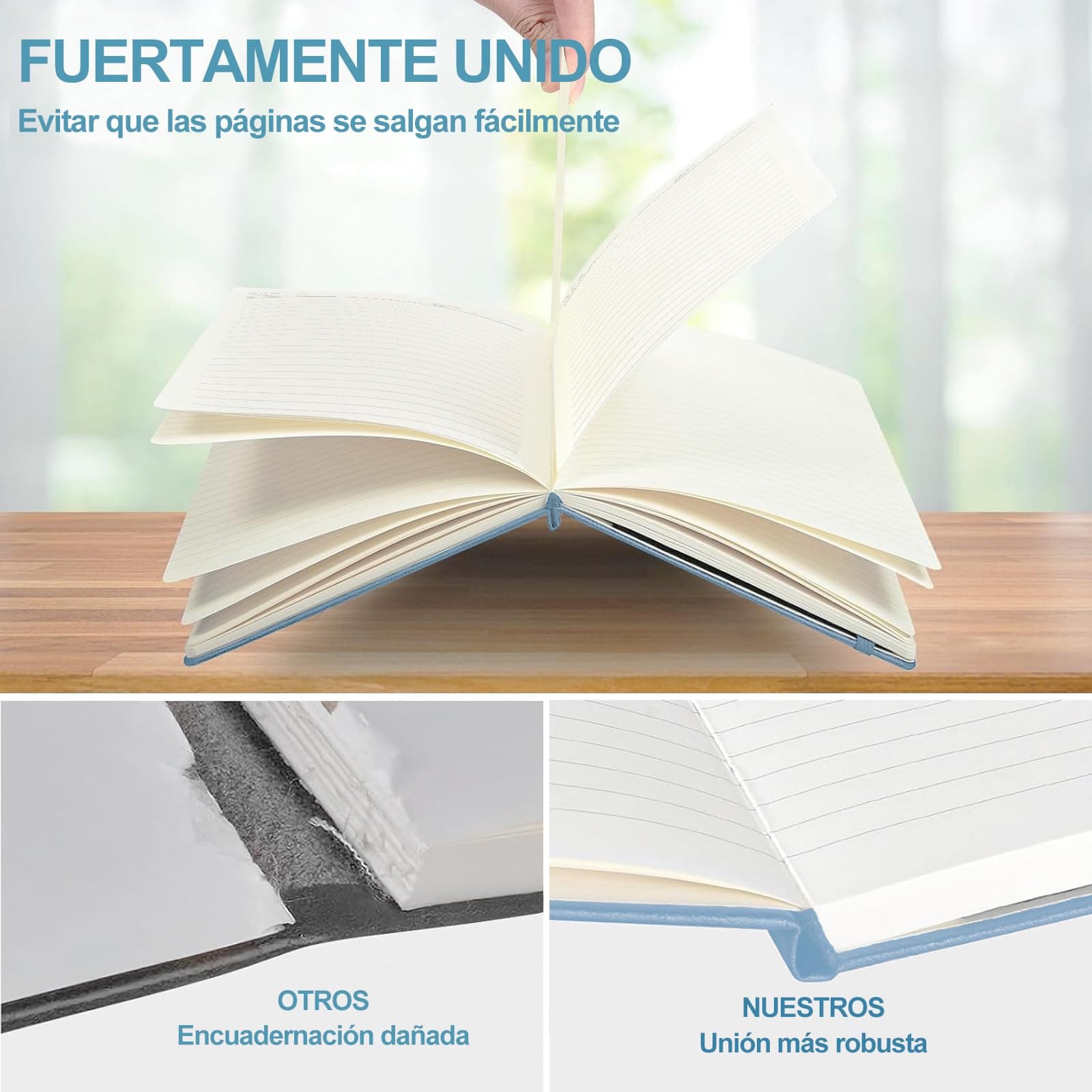 3 Pack Cuaderno Rayado,A5 Cuaderno con Forro de Tapa Dura de 480 páginas,Diario de Piel para Escribir, Oficina, Escuela, Negocio(3 Colors 20.8cm x14.5cm) thumbnail 5