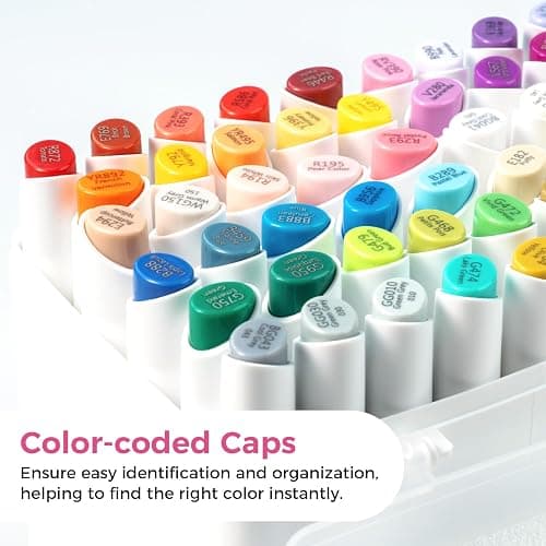 Ohuhu Alcohol Markers: Mini Brush & Slim Broad 60 Illustration Colors Dual Tip Brush Tip Alcohol-based Art Marker for Artists Adults Coloring Illustration- Refillable - Kaala B Series of Ohuhu Markers thumbnail 5