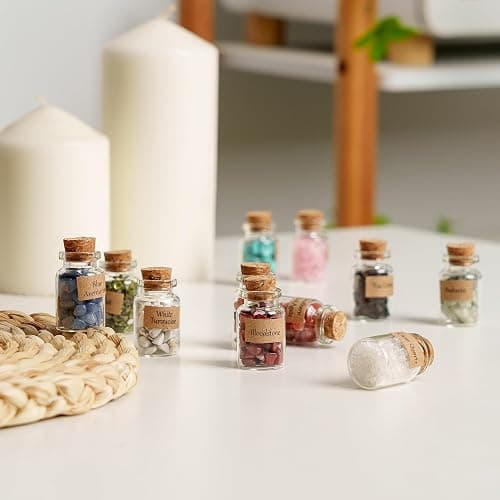 KHOCOEE 48pcs Different Crystals and Healing Stones, Gemstone and Crystals Bottles, Chakra Healing Crystals for Witchcraft, Great Choice for Gift, Collection and Home Decor thumbnail 7