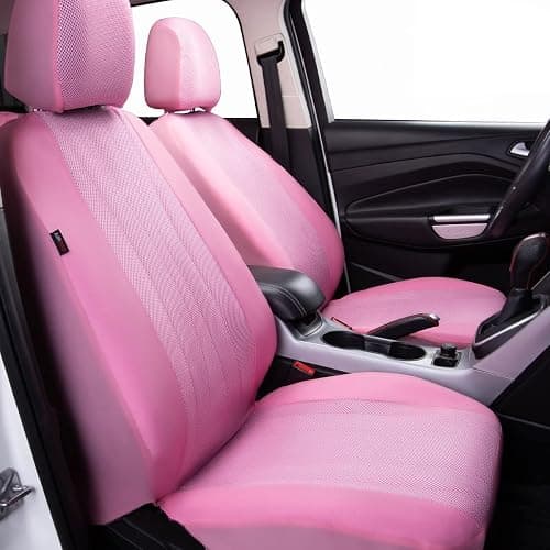 Flying Banner car seat Covers Set airmesh Breathable Fashion Easy Bench Split Protectors Sport Fashion (Pink & Pink, Full Set - Low Back) thumbnail 2