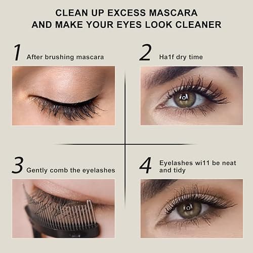 Docolor Eyelash Comb Eyelash Separator Tool Mascara Applicator Eyelash Brush Lash Separator Tool Comb Arc Designed Cosmetic Brushes Tool, with Comb Cover (Black) thumbnail 7