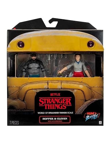 Stranger Things Eleven and Hopper 2-Pack - Two 4-Inch Articulated Action Figures with Accessories - Image 1