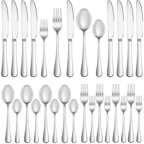 20 Piece Silverware Set Service for 4,Premium Stainless Steel Flatware Set,Mirror Polished Cutlery Utensil Set,Durable Home Kitchen Eating Tableware Set,Include Fork Knife Spoon Set,Dishwasher Safe - Silver - 20 Pieces - Image 1