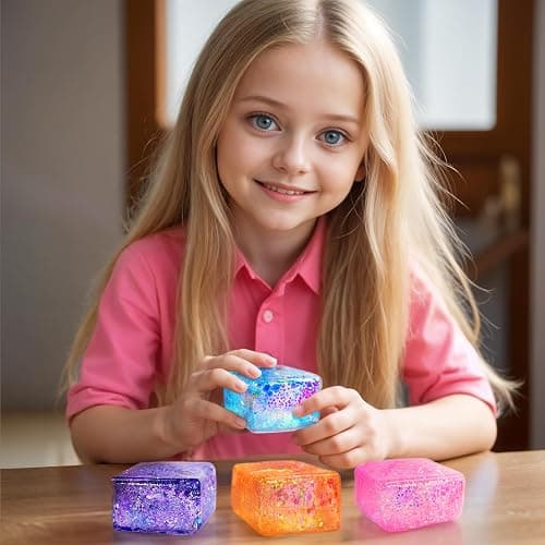 4pcs Glitter Ice Cubes - Colorful Sensory Fidget Toys for Adults & Kids, Fun Squeeze Ball for Stress Relief, Holiday and Birthday Gifts, Perfect Party Toy Gift, Easter Basket Gift thumbnail 6