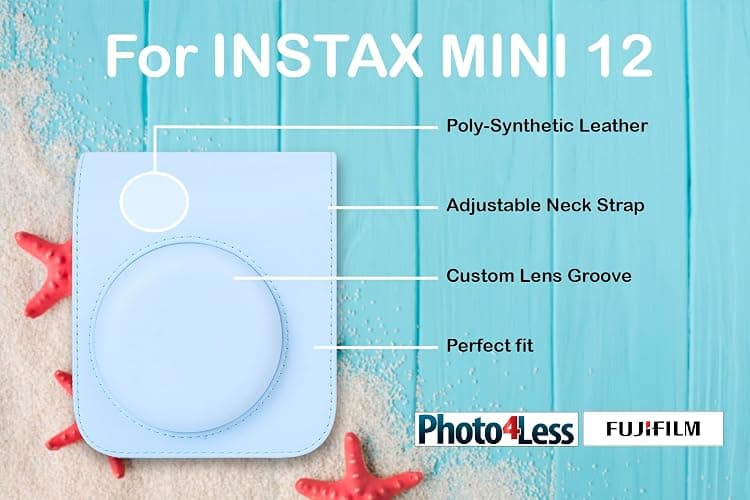Fujifilm Instax Mini 12 Instant Film Camera Pastel Blue, Fujifilm Instax Mini Twin Pack Instant Film 20 Prints, Prtotective Case, Gift Bundle thumbnail 5