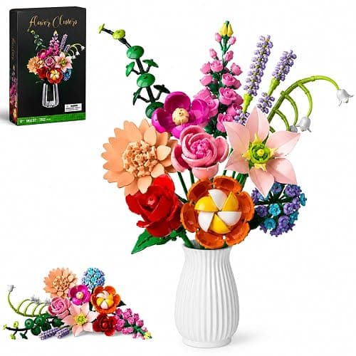 Flower Bouquet Building Set, 762Pcs Flowers Model Kit Creative STEM Toy for Home Office Decor, Valentine's Day/Birthday/Mother's Day for for Women Kids Girls - Image 1