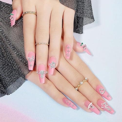 48 Stück Nägel Charms, Y2K Legierung Nail Charms 3D Herz Stern Kristall Glänzende Strasssteine Schmetterling Nageldekoration Zubehör für Nageldesign Nagelanhänger für DIY Nail Art thumbnail 4