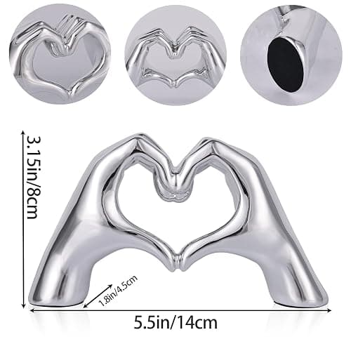 DOVDOV Silver Heart Hand Decorative Sculpture, Room Home Decor Aesthetics for Office, Living Room, Coffee Table, Dining Table, Center Entrance, entryway, TV Stand, Tabletop Decorations. thumbnail 3