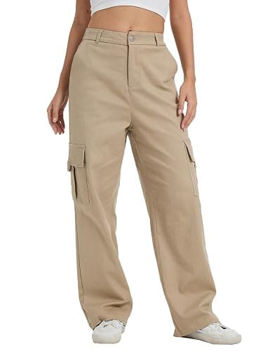 DAOAO Cargo Pants for Women High Waist Wide Leg Stretchy Pull On Baggy Casual Pants with Pockets thumbnail 7
