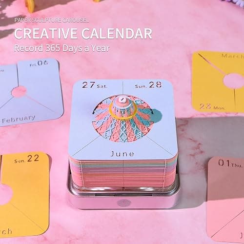 RSLIPIN 3D Memo Pad Time Piece Calendar 2026,3D Art Calendar 2026 Creative Paper Sculpture Carousel Rip Away Calendar Notes thumbnail 5