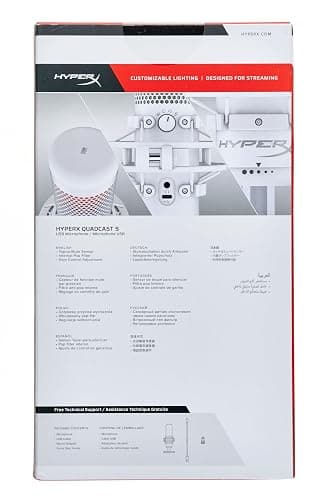 HyperX QuadCast S – RGB USB Condenser Microphone for PC, PS5, Mac, Anti-Vibration Shock Mount, 4 Polar Patterns, Pop Filter, Gain Control, Gaming, Streaming, Podcasts, Twitch, YouTube, Discord – White thumbnail 24