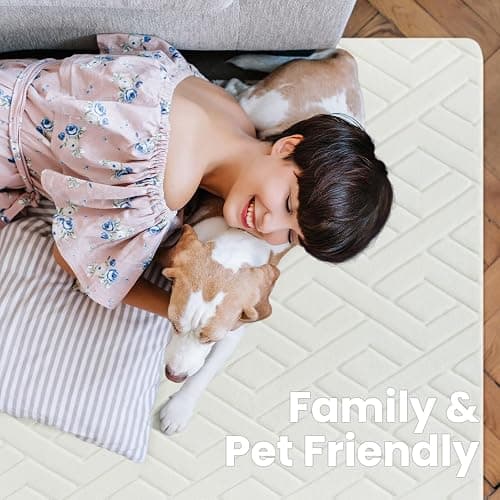 Macgace Ultra Soft Cream White Area Rug for Living Room, 5x7 Modern Geometric Shag Rugs with Nonslip Backing for Bedroom, Washable Fuzzy Carpet for Cozy Kids Girls Room Nursery thumbnail 4