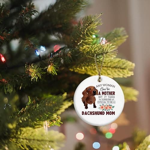 Dachshund Ornaments for Christmas Tree, Ceramic Hanging Decorative Gifts for Women Mom, Weiner Dog Gifts for Dogs Mom Ceramic Ornaments, Dachshund Decorative Hanging Ornament thumbnail 3