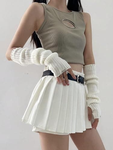 Verdusa Women's Y2k Arm Warmers Heart Knit Arm Sleeves Fingerless Gloves thumbnail 2