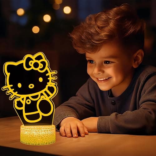 Eygerur Kitty Gifts for Girls - Kitty Night Light, 3D LED 16 Color Dimmable USB/Battery Powered Kitty Lamp with Remote Control and Smart Touch for Girls Room Decor Party Birthday Christmas thumbnail 7