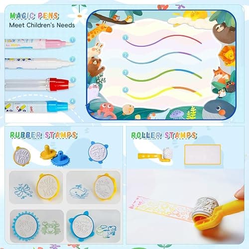 bemece Water Doodle Mat 40 x 32 Inches Aqua Painting Drawing Mat Mess Free Learning Toy Mat Early Education Gifts for Kids ChildrenToddlers Aged 3 4 5 6 7 Years Old thumbnail 5
