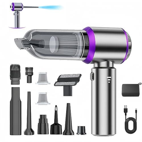 LYCVVVGS Handheld Car Vacuum Cleaner, 21000PA Rechargeable High Power Cordless Mini Vacuum Cleaner and Blower 4-in-1 with 3 Gear, Vacuum with Brushless Motor for Car, Home, Office, PC - Image 1