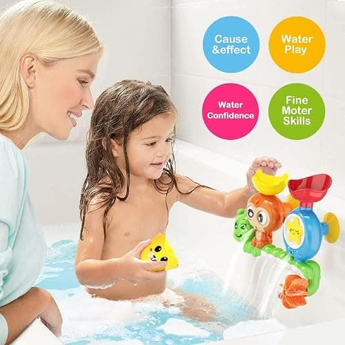 G-WACK Bath Toys for Toddlers Age 1 2 3 Year Old Girl Boy, Preschool New Born Baby Bathtub Water Toys, Durable Interactive Multicolored Infant Toy, Lovely Monkey Caterpillar, 2 Strong Suction Cups thumbnail 6