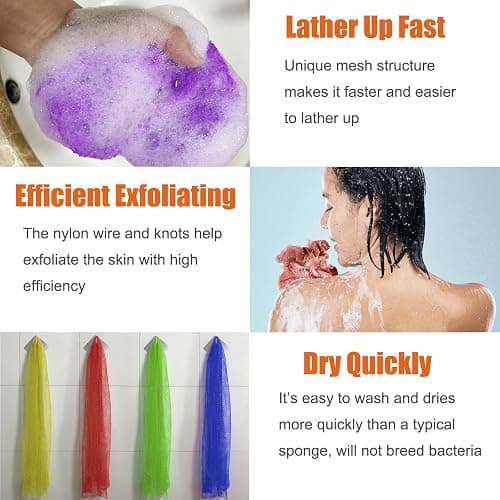 Unifab African Net Sponge Authentic Real African Exfoliating Net Bath Sponge Wash Cloth Exfoliating Washcloth African Net Cloth Body Scrubber for Shower Purple thumbnail 3