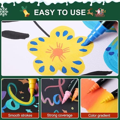 TOSHARE 80 Colors Acrylic Paint Markers, Waterproof Dual Tip Acrylic Paint Pens with Brush and Fine Tip, Markers Set for Paper, Rock, Wood, Canvas, Glass, Ceramic and DIY Crafts Making Art Supplies thumbnail 3