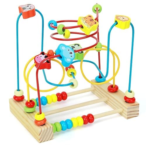 QZMTOY Bead Maze Toy for Toddlers Wooden Bead Toys Colorful Roller Coaster Preschool Educational Toys for Kids Classic Birthdday Gift for Toddlers Baby Infant Boys Girls… thumbnail 5