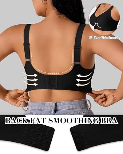 Women’s Plus Size Full Coverage Wireless Bras Supportive Wide Strap Comfort Bra for Sagging Breasts No Back Fat Minimizer Bra thumbnail 2