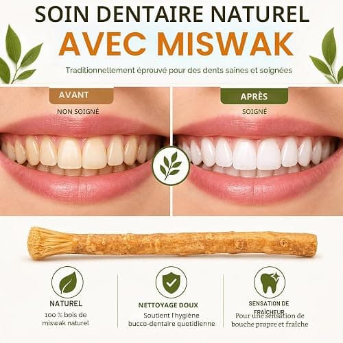 IDOBY Miswak - Lot de 10 brosses à dents traditionnelles en bois de Siwak - 100 % naturel - Racine de miswak - Nettoie et éclaircit - Respectueux de l'environnement et durable thumbnail 5