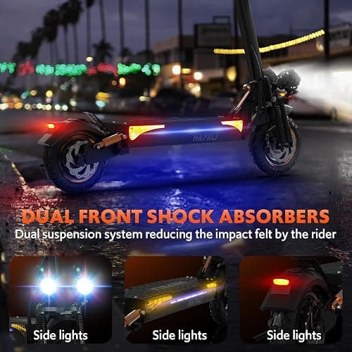 Electric Scooter Adults, 800/1200W Motor, E-Scooters Up to 25/31Mph & 28/31Miles Range,11" Off-Road/All Terrain Tire Scooter with Dual Suspension & Side Light thumbnail 6