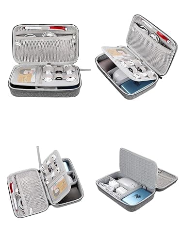 Hard Electronics Travel Organizer Case for MacBook Chargers & Storage Flash/Hard Drives - Waterproof Shockproof 2-Layer Design Holds Power Bank Mouse, Cables (Black, L) thumbnail 3