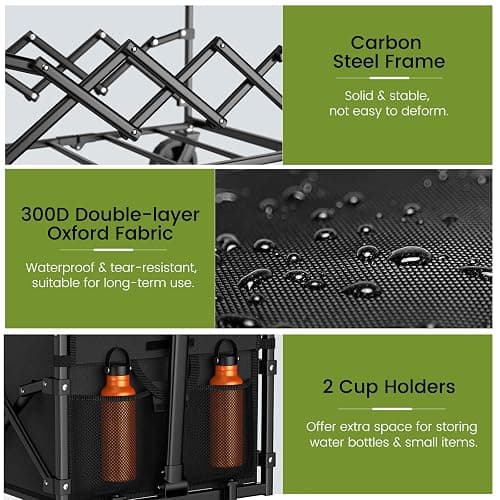 Collapsible Wagon with Wheels, 220 lbs Wagons Carts Foldable Wagon Cart with Flexible Handle, Lightweight Portable Folding Utility Grocery Shopping Cart for Grocery Sports Garden Camping thumbnail 6