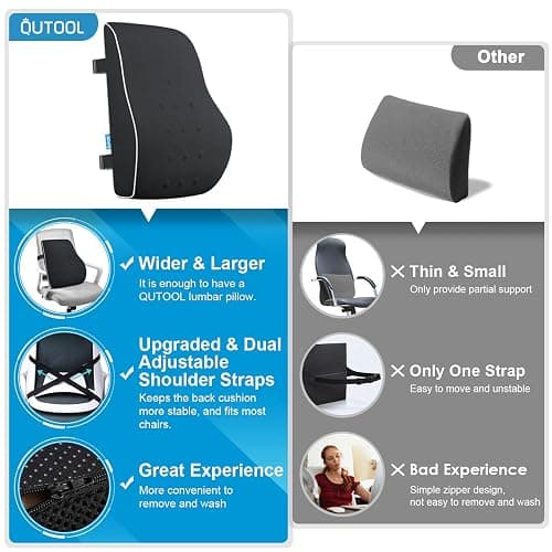 Lumbar Support Pillow for Office Chair, Office Home Essentials,Stocking Stuffers,Back Support Pillow for Car, Chair Cushions,Back Pain Relief Improve Posture,Mesh Cover Double Adjustable Straps thumbnail 6