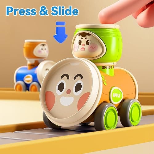 iPlay, iLearn Baby Press to Go Car Toys Set, Friction Cars for Toddlers 1-3 | Infant Push Go Racing Play Vehicle Set, 1st Birthday Gift for 6-9-12-18 Months, 1 2 3 One Years Old Boys Girls Child Kid 4PCS thumbnail 3