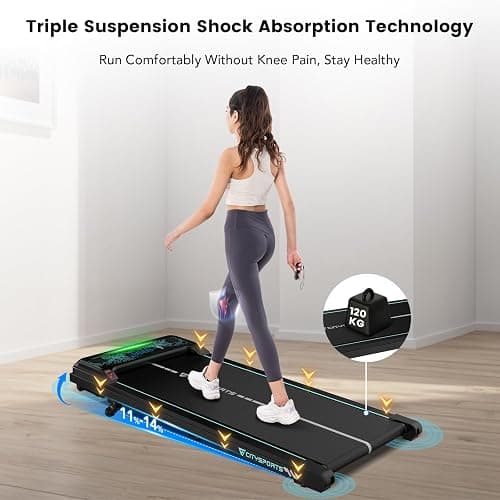 CITYSPORTS Tapis de Course Électrique Inclinable 11–14%, Tapis Roulant Silencieux 1–6 km/h, Écran LED, avec Télécommande, Tapis de Marche pour la Maison et Le Bureau thumbnail 7