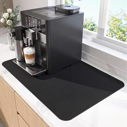 Coffee Mat Super Absorbent Dish Drying Mat Coffee Bar Mat 12"x 19", Black | Match with Coffee Machine Accessories Large Drying Mats for Kitchen Counter - Image 1